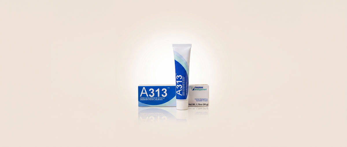 A313 Creme mit Retinol & Vitamin A, klinische Studioaufnahme auf hellem Hintergrund